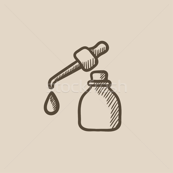 Bottle of essential oil and pipette sketch icon. Stock photo © RAStudio