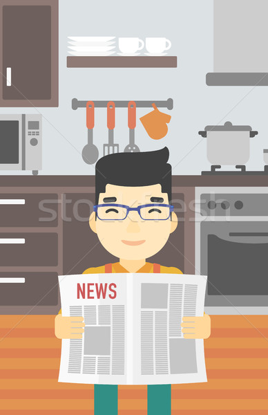 Man reading newspaper vector illustration. Stock photo © RAStudio