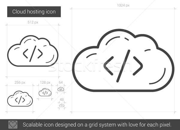 Cloud hosting línea icono vector aislado blanco Foto stock © RAStudio
