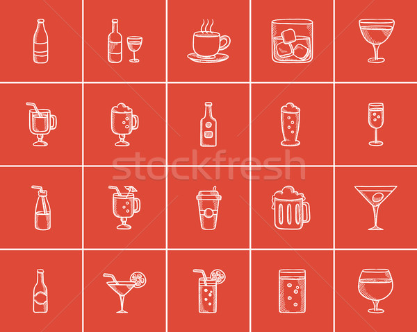 Drinks sketch icon set. Stock photo © RAStudio
