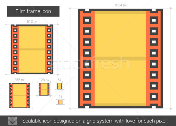 Foto stock: Filme · quadro · linha · ícone · vetor · isolado