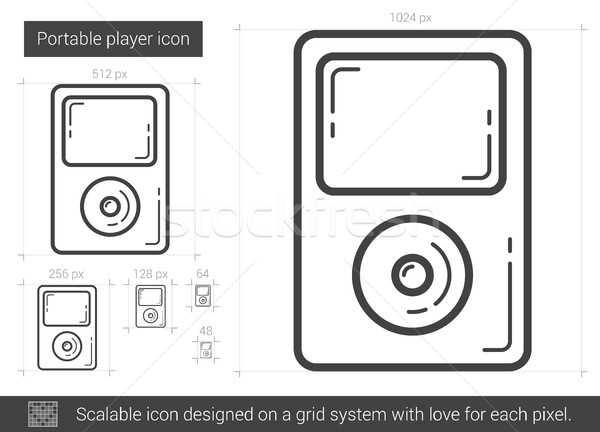 Portabil player linie icoană vector izolat Imagine de stoc © RAStudio