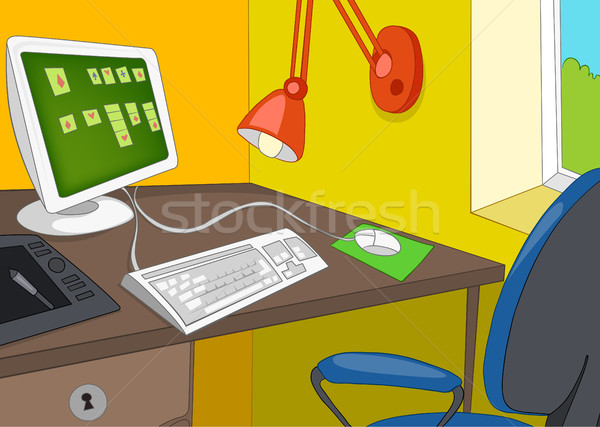 Cartoon biuro pracy nowoczesne wnętrza Zdjęcia stock © RAStudio