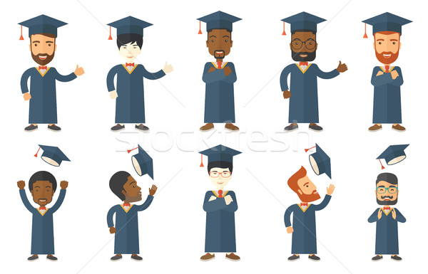 Vector set of graduate student characters. Stock photo © RAStudio