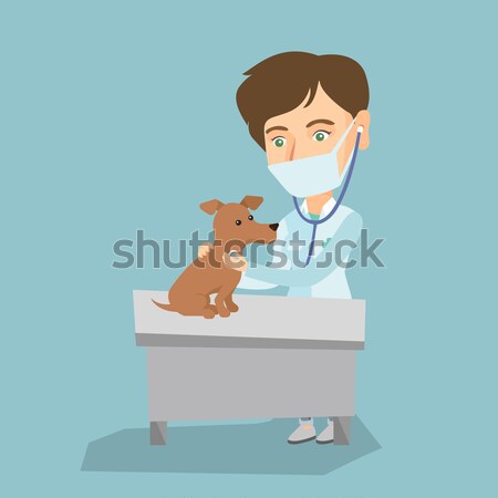 Veterinarian examining dog vector illustration. Stock photo © RAStudio