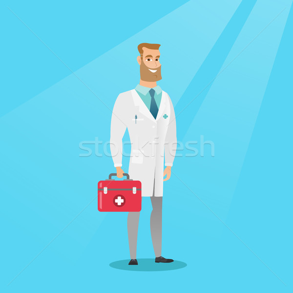 Medic prim ajutor cutie caucazian medical Imagine de stoc © RAStudio