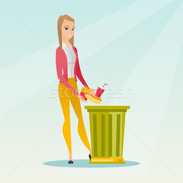 Woman throwing junk food vector illustration. Stock photo © RAStudio