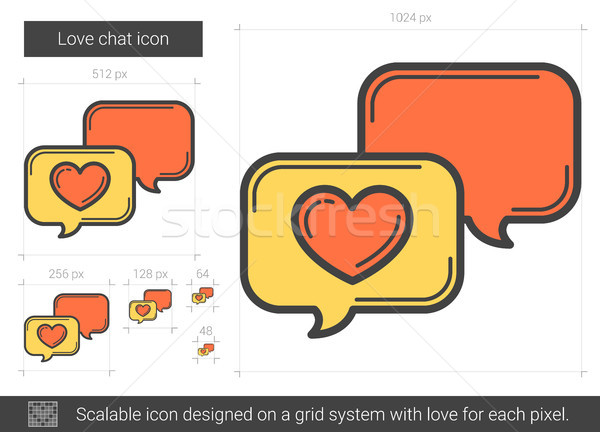Сток-фото: любви · чате · линия · икона · вектора · изолированный