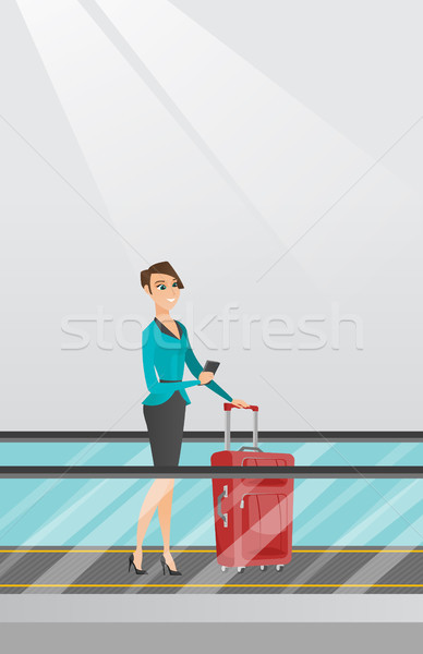 女性 スマートフォン エスカレーター 空港 小さな 白人 ストックフォト © RAStudio