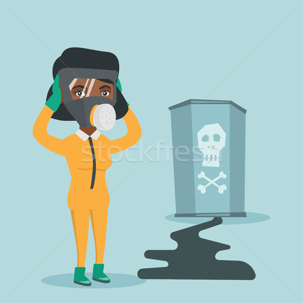 Concerned woman in respirator and protective suit. Stock photo © RAStudio