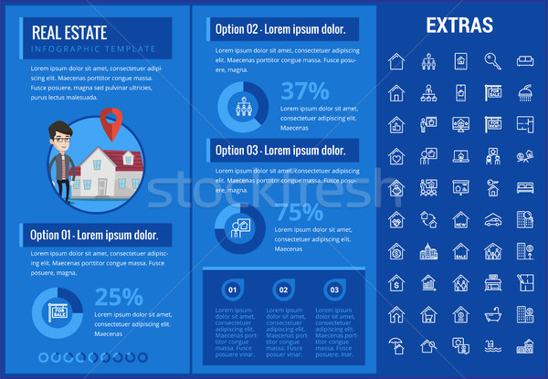 Stock photo: Real estate infographic template, elements, icons.