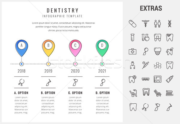 Diş hekimliği şablon elemanları simgeler zaman Çizelgesi Stok fotoğraf © RAStudio