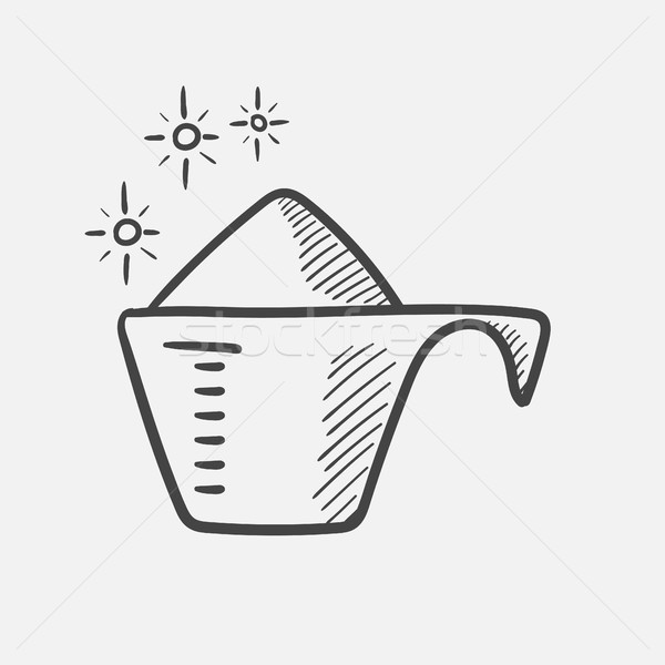 Powder in a measuring cup hand drawn sketch icon. Stock photo © RAStudio