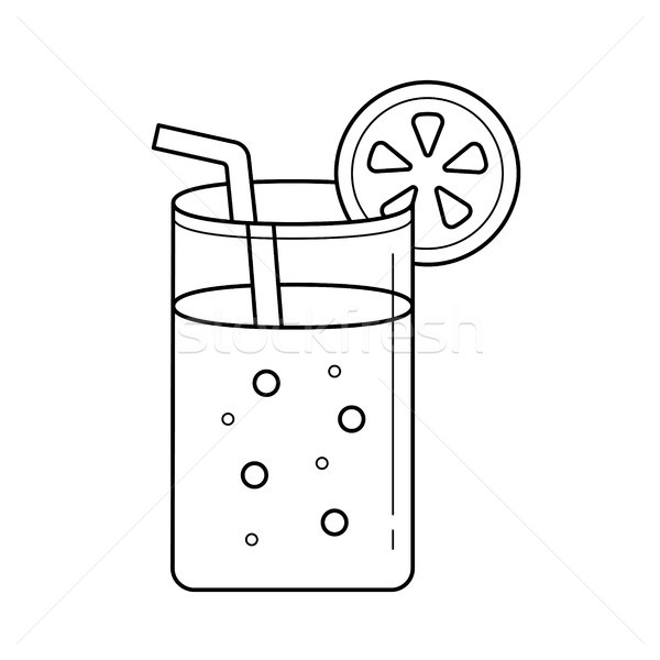 Orange juice with straw vector line icon. Stock photo © RAStudio