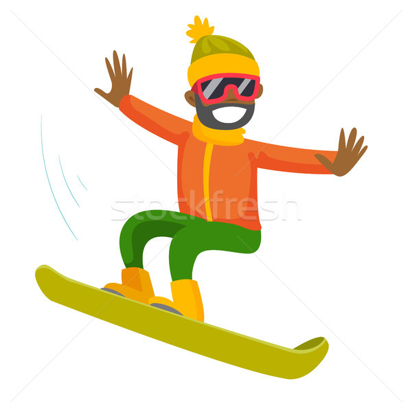 Zdjęcia stock: Młodych · Murzyn · jazda · konna · snowboard