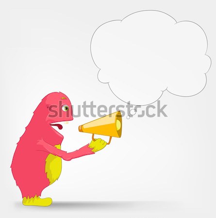 Funny Monster Lautsprecher Zeichentrickfigur isoliert grau Stock foto © RAStudio