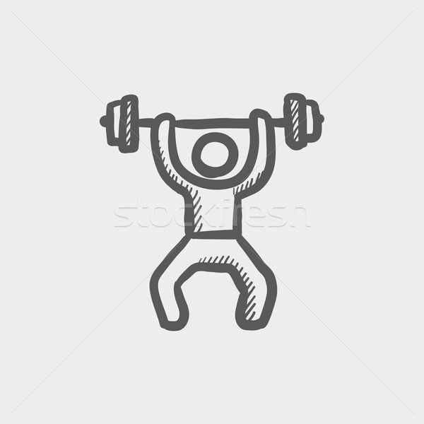 Weightlifter man with barbell sketch icon Stock photo © RAStudio