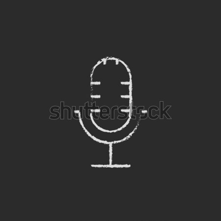 Stock photo: Microphone icon drawn in chalk.