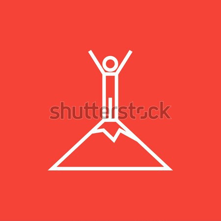 Mann stehen top Berg line Symbol Stock foto © RAStudio