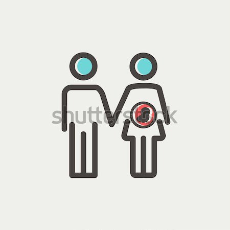 Ehemann schwanger Ehefrau line Symbol Web Stock foto © RAStudio