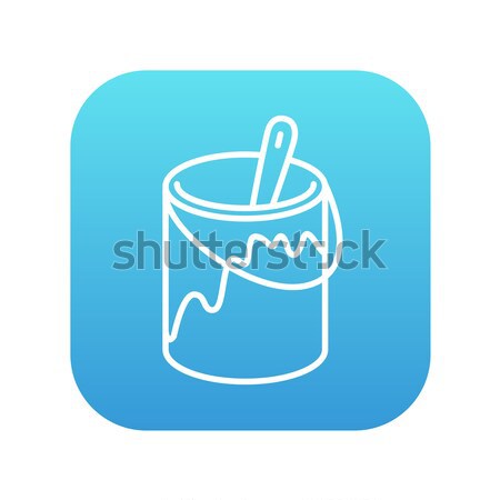Stock photo: Paint brush in the paint tin line icon.