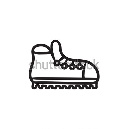 Hiking boot with crampons line icon. Stock photo © RAStudio