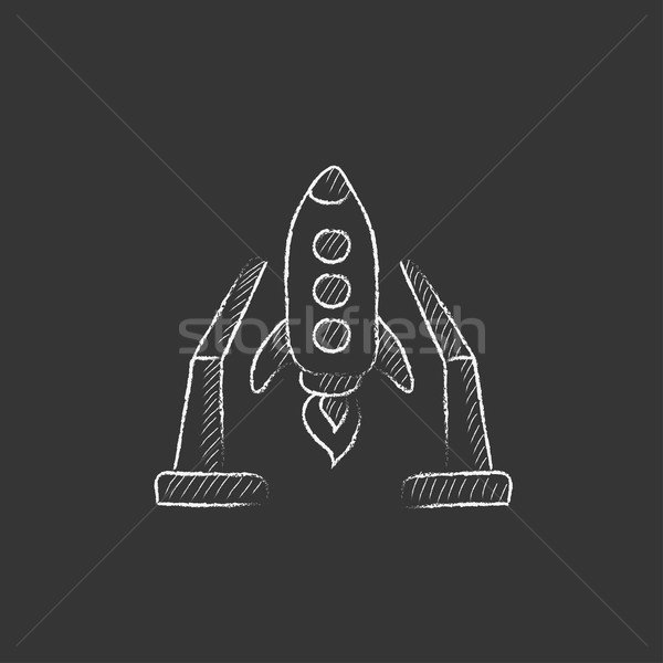 Space shuttle on take-off area. Drawn in chalk icon. Stock photo © RAStudio