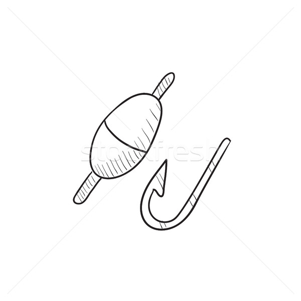 Fishing hook with bobber sketch icon. Stock photo © RAStudio