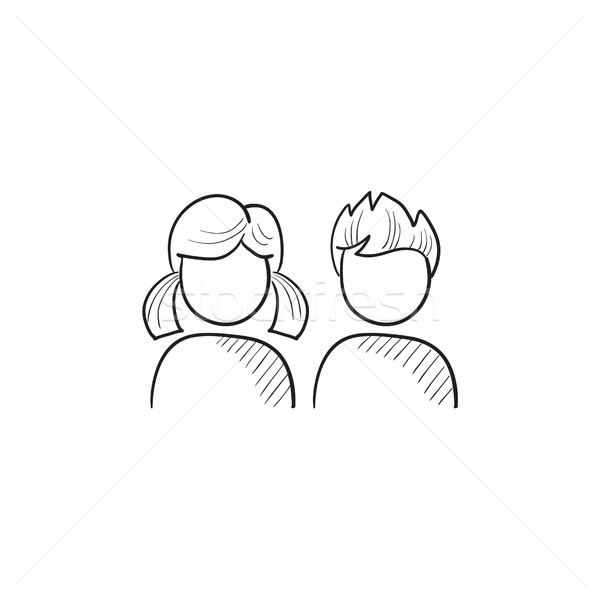 Girl and boy sketch icon. Stock photo © RAStudio