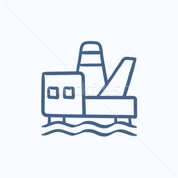 Offshore olie schets icon vector Stockfoto © RAStudio