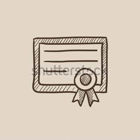 Certificat croquis icône vecteur isolé dessinés à la main [[stock_photo]] © RAStudio