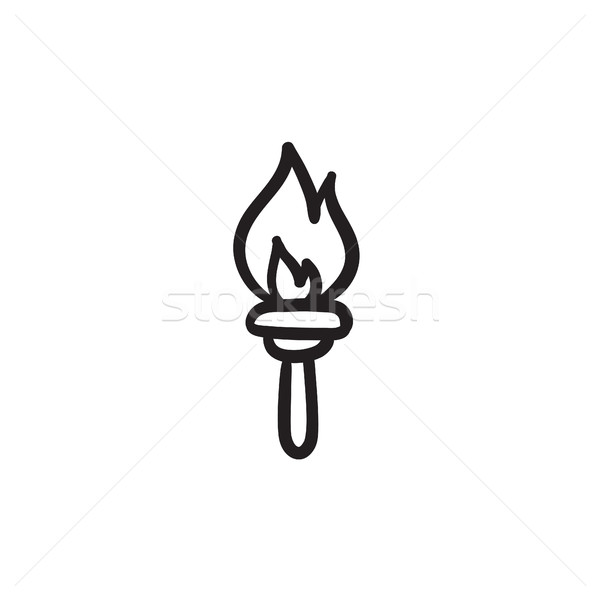 Burning olympic torch sketch icon. Stock photo © RAStudio