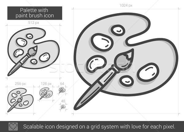 Palette with paint brush line icon. Stock photo © RAStudio