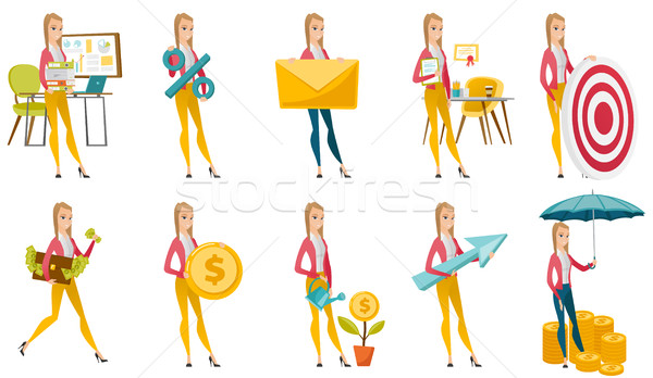 Vektor Set Illustrationen Geschäftsleute business woman Stock foto © RAStudio