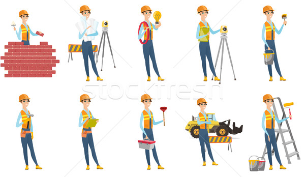 Vector set of builder characters. Stock photo © RAStudio