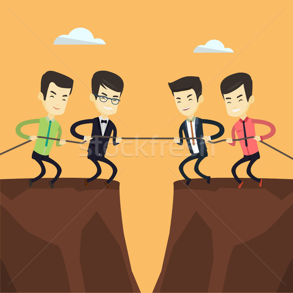 Two groups of business people pulling rope. Stock photo © RAStudio