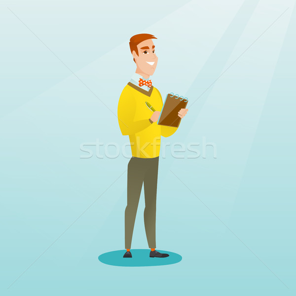 Journalist writing in a notebook with a pencil. Stock photo © RAStudio