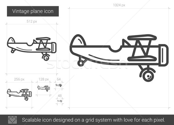 Klasszikus repülőgép vonal ikon vektor izolált Stock fotó © RAStudio