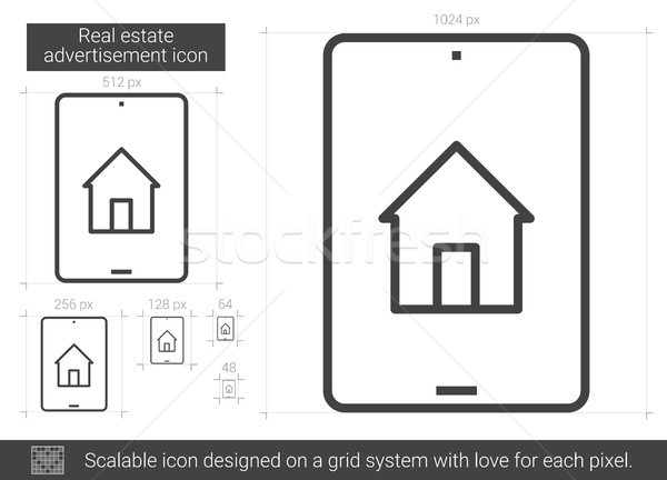 ストックフォト: 不動産 · 広告 · 行 · アイコン · ベクトル · 孤立した