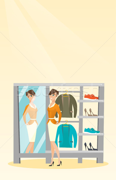 Caucazian femeie sacou dressing tineri uita Imagine de stoc © RAStudio