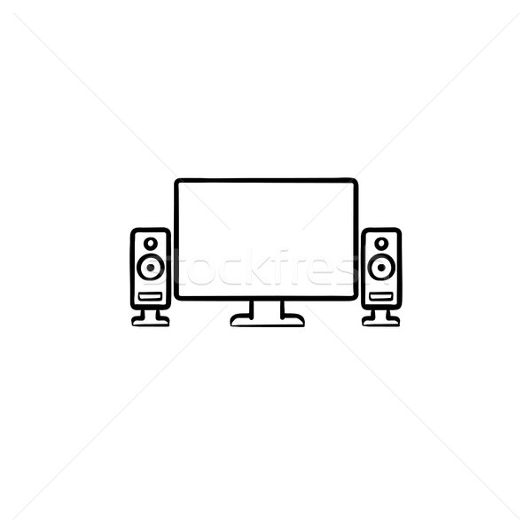 TV home theater hand drawn outline doodle icon. Stock photo © RAStudio
