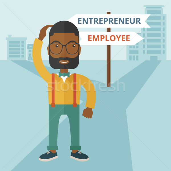 Stock photo: Black guy confused with enterpreneur or employee