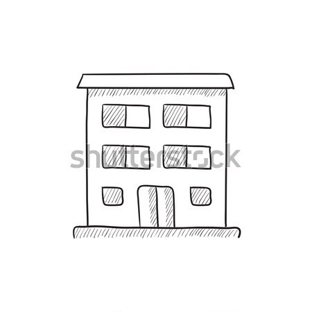 Residential building icon drawn in chalk. Stock photo © RAStudio