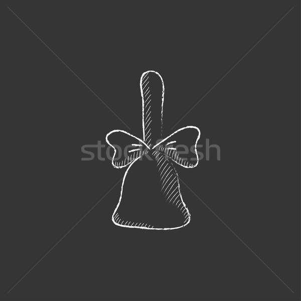 School bell with ribbon. Drawn in chalk icon. Stock photo © RAStudio