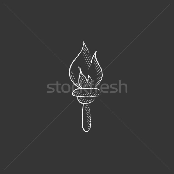Burning olympic torch. Drawn in chalk icon. Stock photo © RAStudio