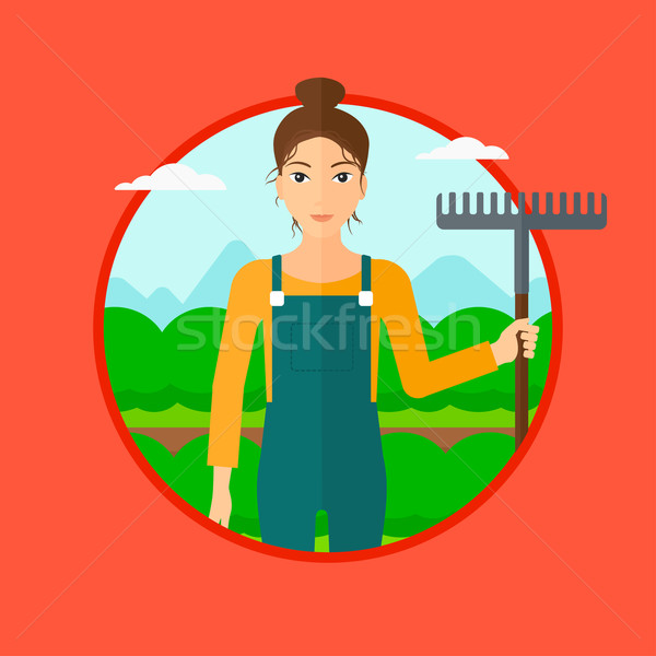 Agricultor rastrillo col campo pie vector Foto stock © RAStudio