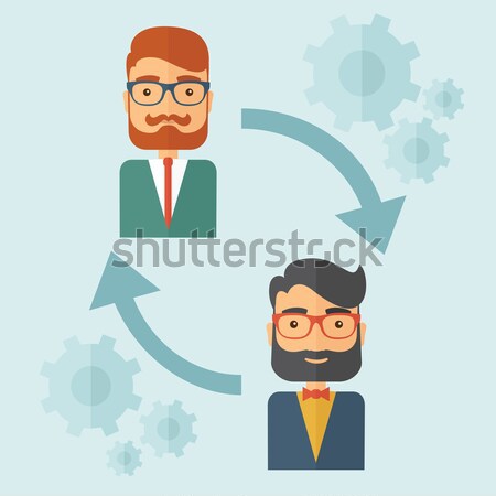 Employé remplacement deux jeunes messieurs Photo stock © RAStudio