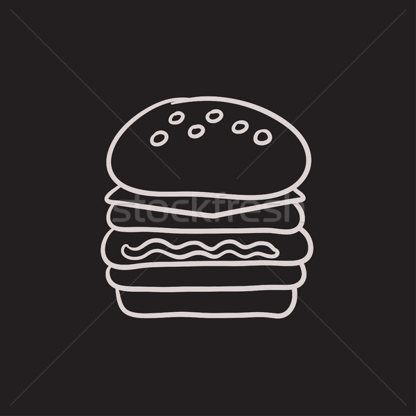 удвоится Burger эскиз икона вектора изолированный Сток-фото © RAStudio