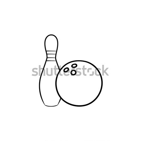 Stock photo: Bowling ball and skittle sketch icon.