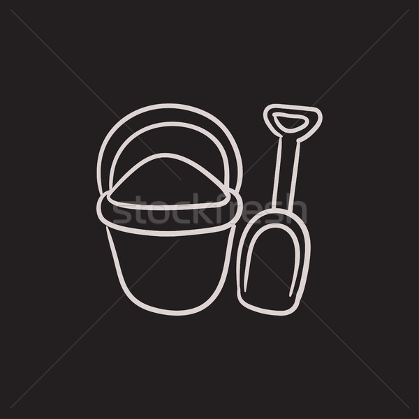 Bucket and spade for children sketch icon. Stock photo © RAStudio